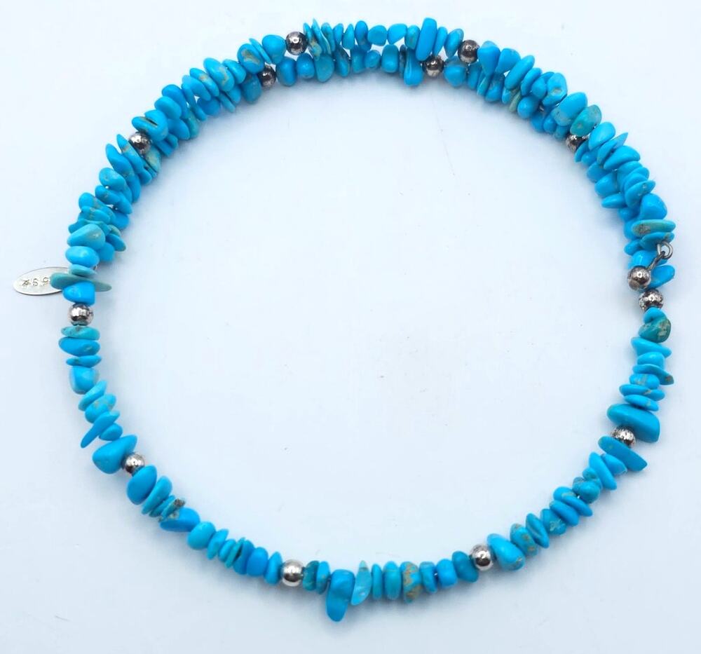 JTV Southwest Turquoise Sterling Silver Memory Wire Choker Necklace Choker NEW